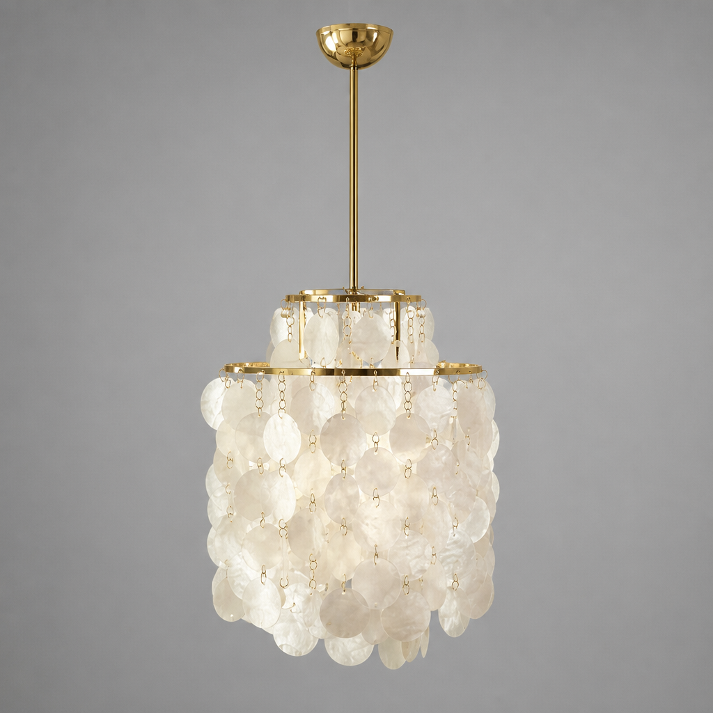 French Metal Shell Shade Chandelier - Image 10