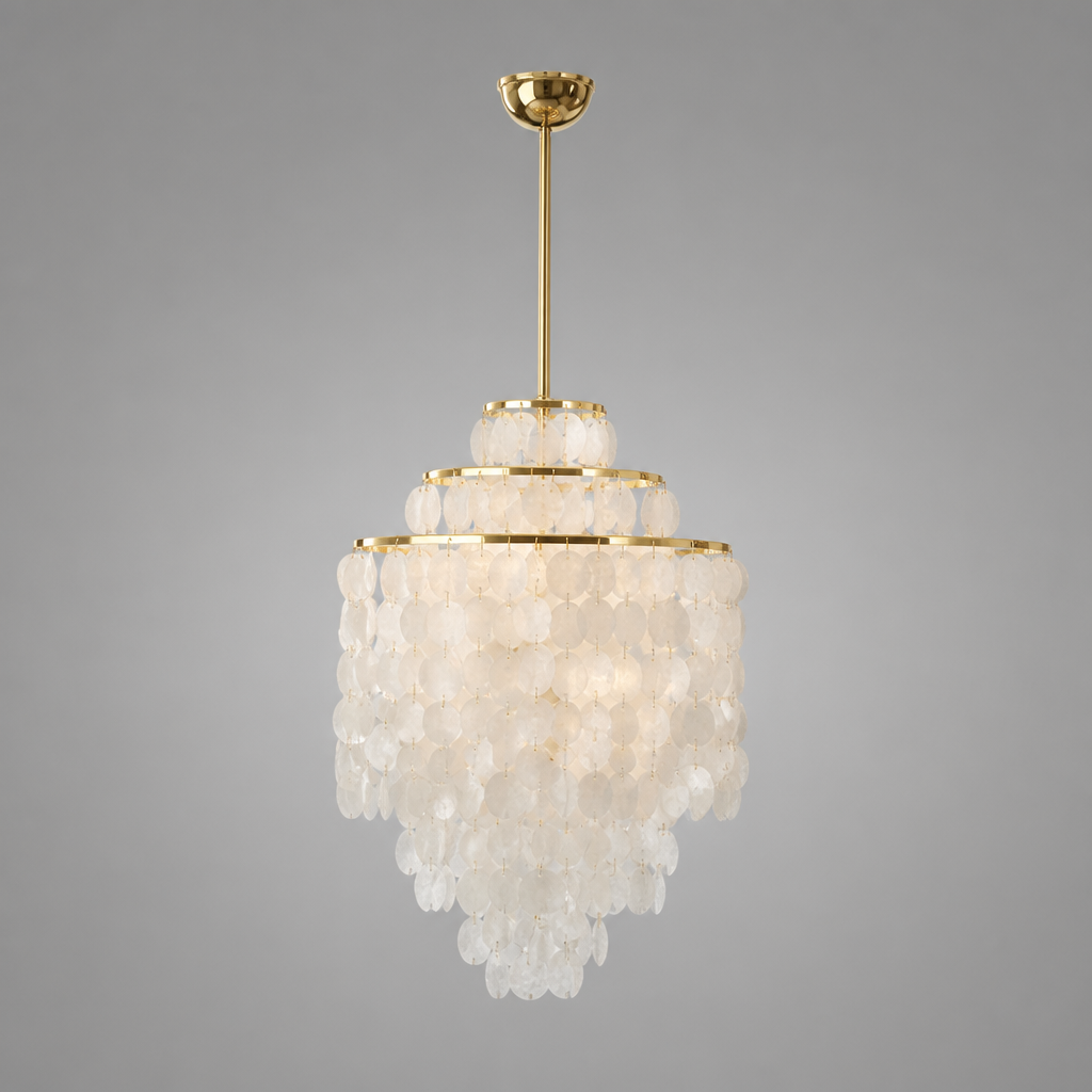 French Metal Shell Shade Chandelier - Image 11