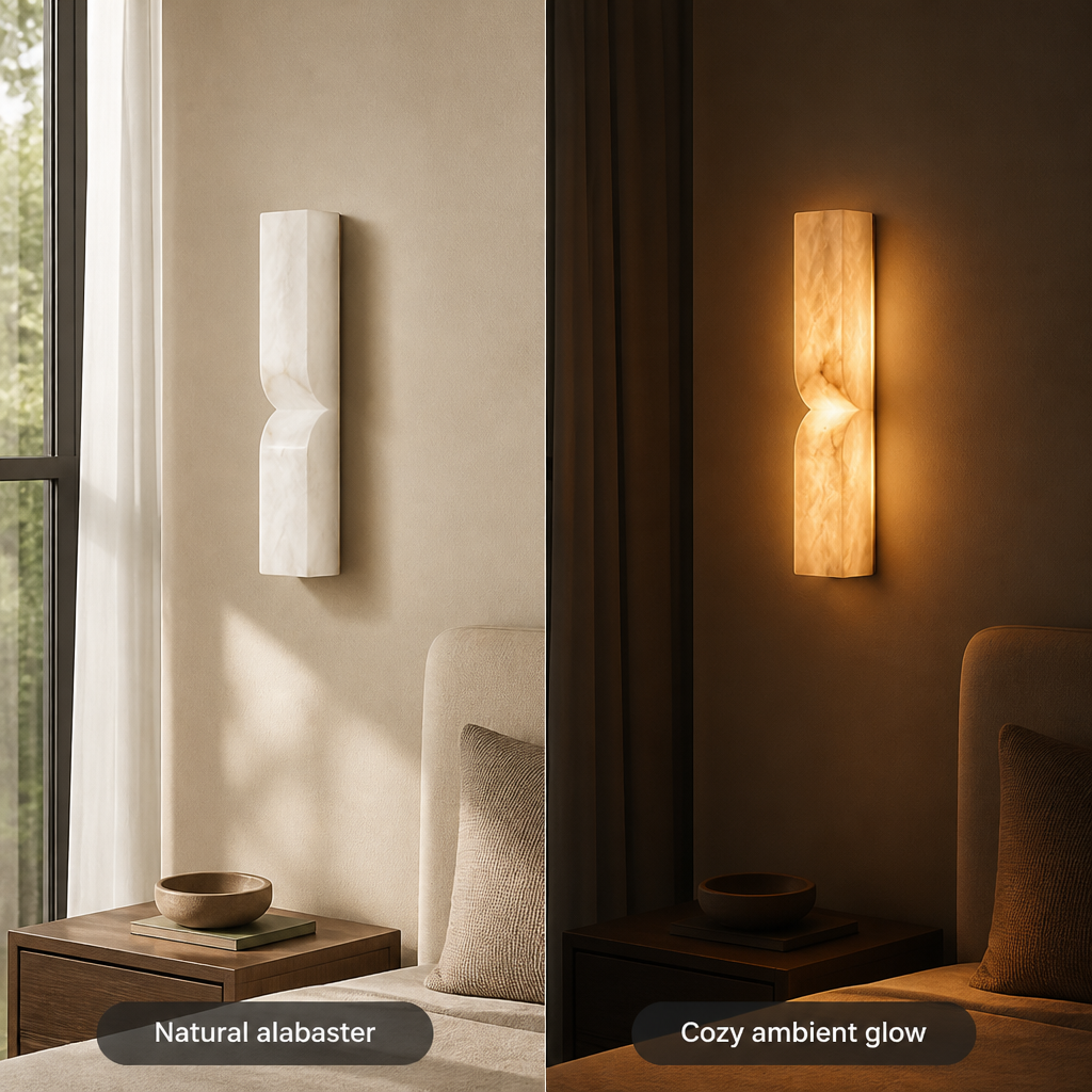 Minimalist Marble & Gold LED Wall Sconce - Image 3