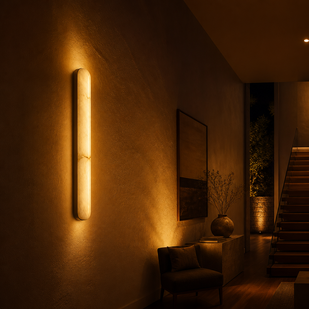 Minimalist Marble LED Long Oval Wall Sconce - Image 5