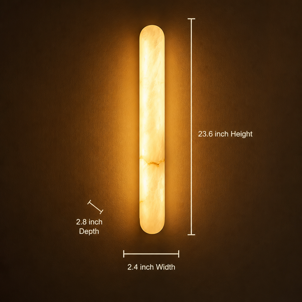 Minimalist Marble LED Long Oval Wall Sconce - Image 6