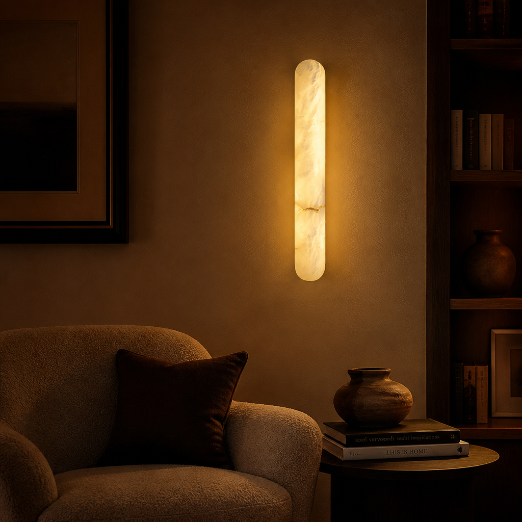 Minimalist Marble LED Long Oval Wall Sconce - Image 7