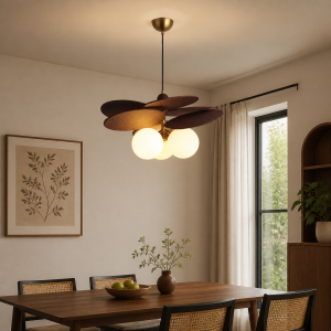 Rustic Metal & Glass 3-Head Chandelier