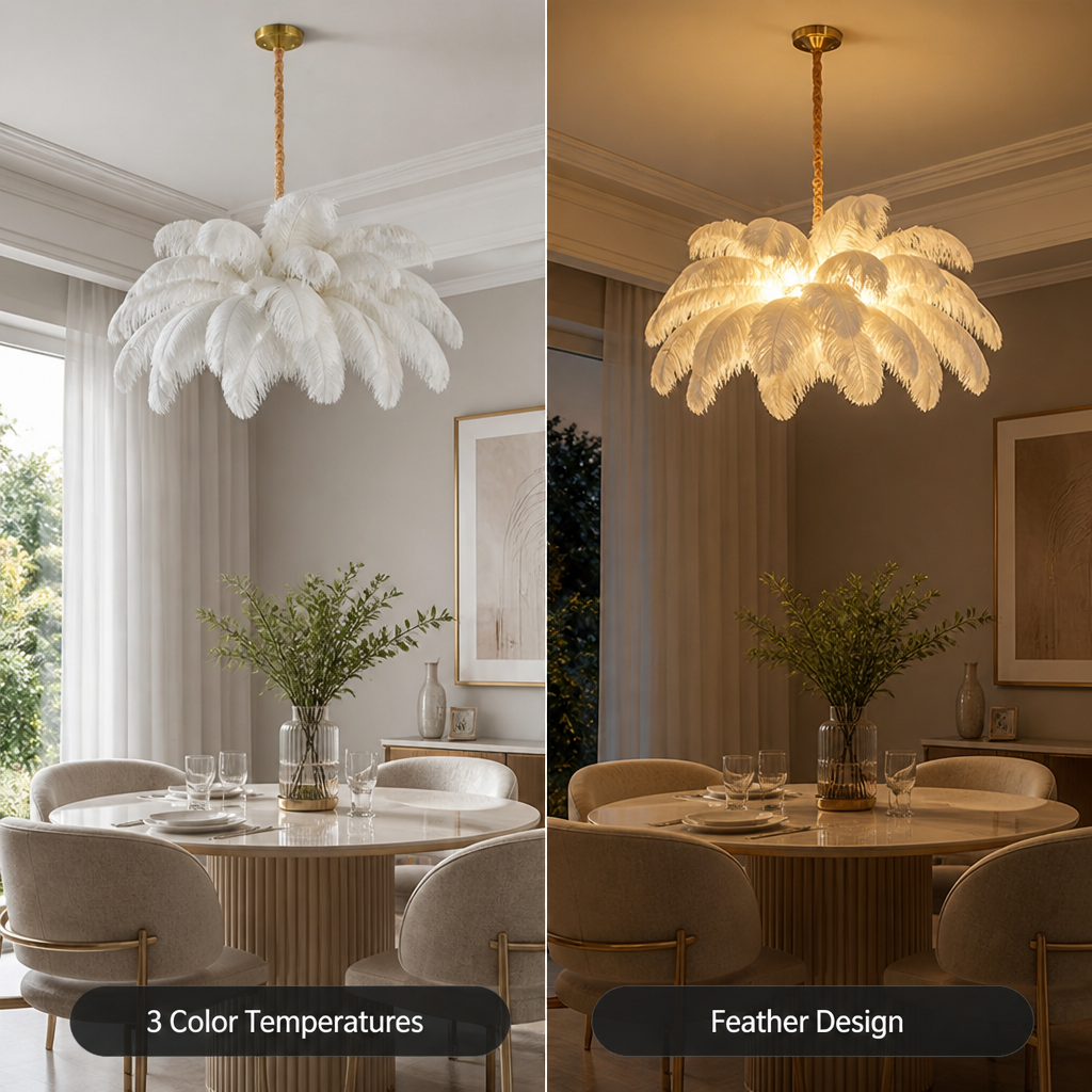 Scandinavian White Feather Pendant Light - Image 3