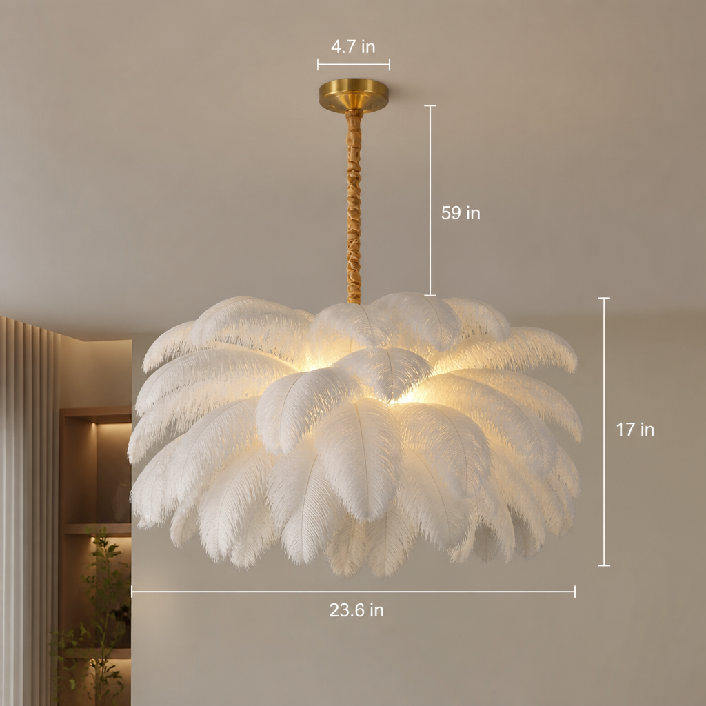 Scandinavian White Feather Pendant Light - Image 6