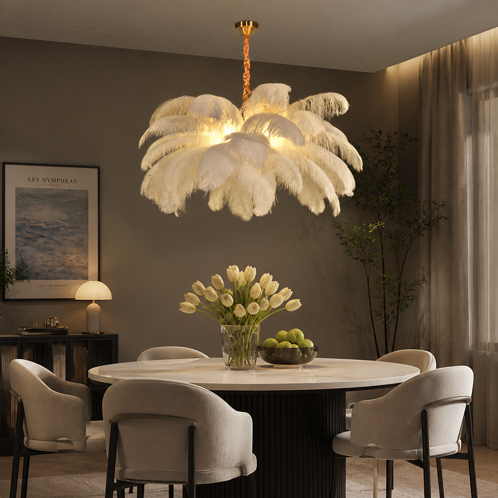 Scandinavian White Feather Pendant Light - Image 7